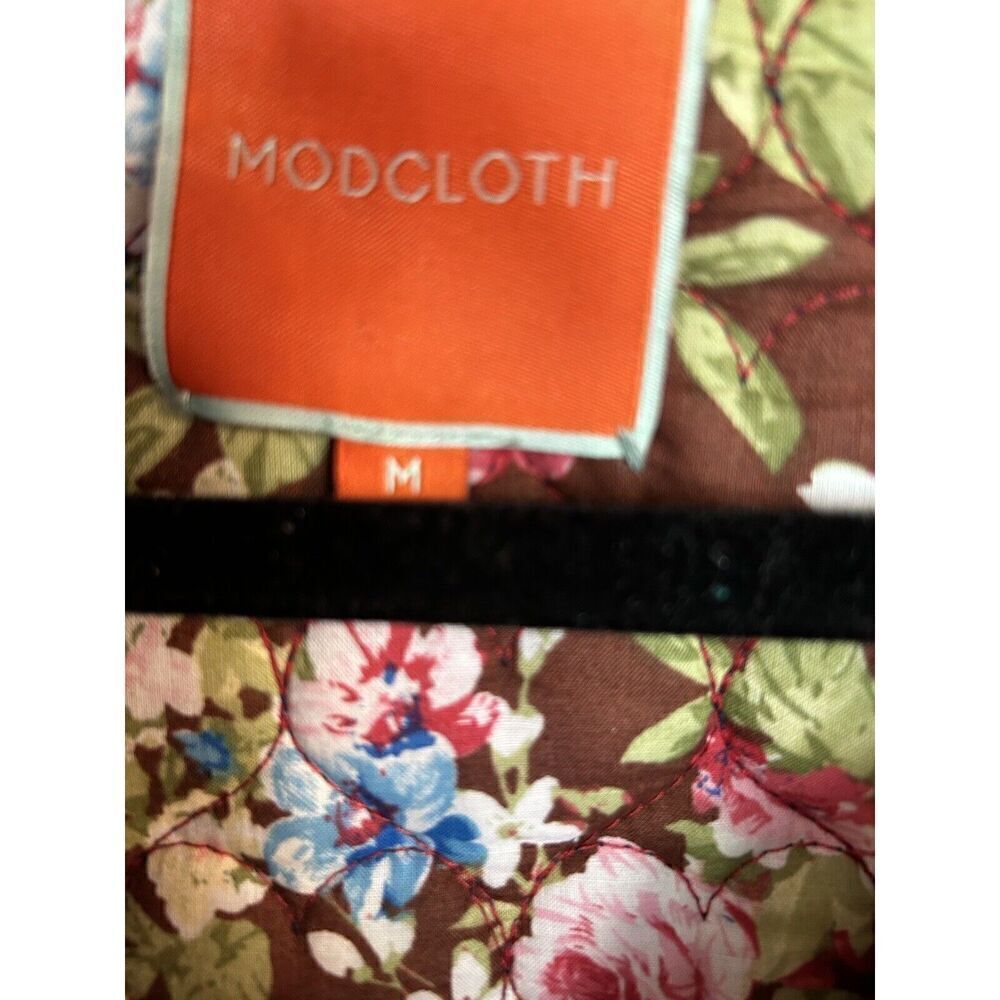 Modcloth All Work And More Play Coat Sz M Floral HEART quilt Beautiful Blue - Picture 6 of 6